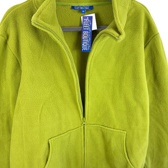 Fleet Boutique NWT Pea Green Vine Full Zip Mock Neck Fleece Jacket Size 2X - Picture 3 of 8